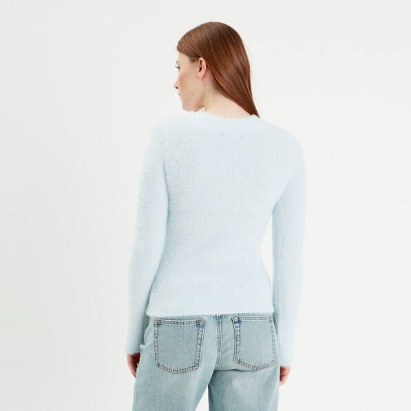 pull manches longues col en v bleu pastel femme Pull manches longues col en V bleu pastel femme