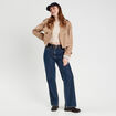T-shirt cropped côtelé ecru femme