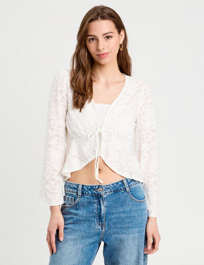Blouse nouée ecru femme
