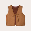 Veste suédine nouée marron femme