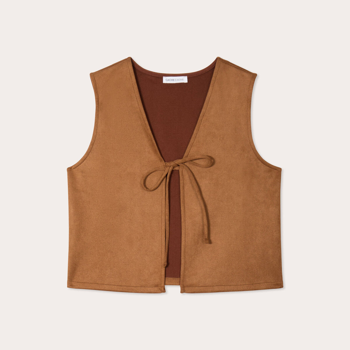 Veste suédine nouée marron femme