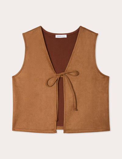Veste suédine nouée marron femme