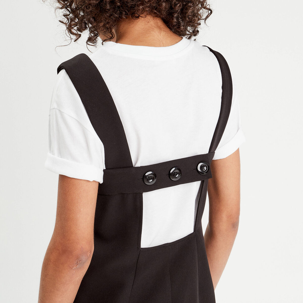 Robe chasuble évasée bretelles noir femme