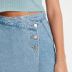 Jupe-short droite en jean denim double stone femme