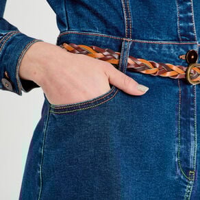 robe droite en jean ceinturee denim brut femme Robe droite en jean ceinturée denim brut femme