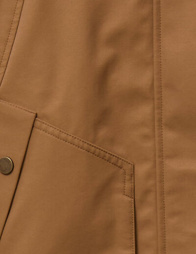 Parka col fausse fourrure amovible marron fonc&eacute; femme