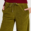 Pantalon jogging taille standard velours vert kaki femme