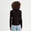 Polo manches longues côtelé noir femme