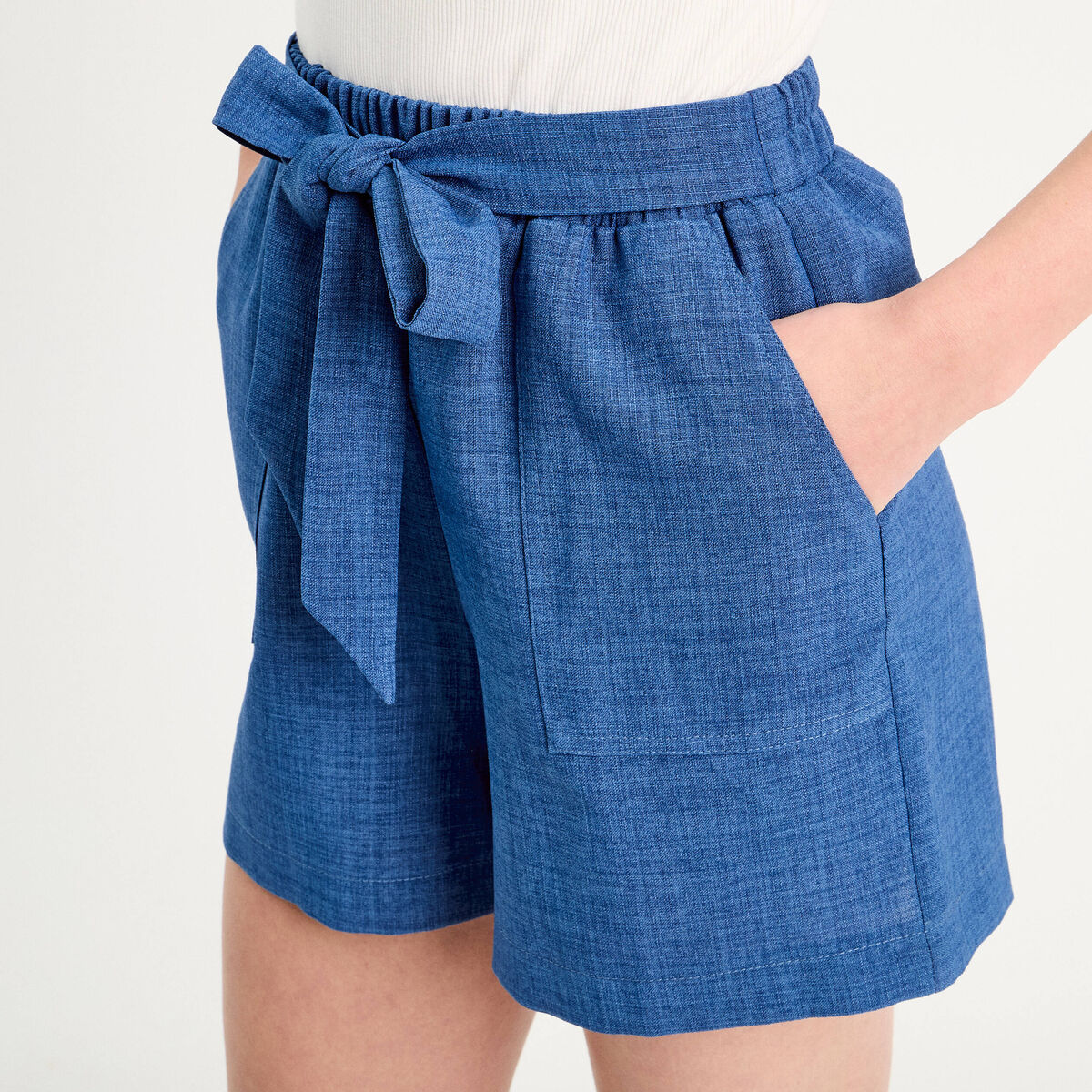 Combishort ceinturée bleu foncé femme