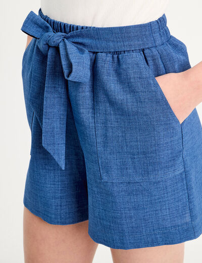 Combishort ceinturée bleu foncé femme