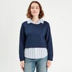 Sweat effet 2-en-1 chemise bleu marine femme