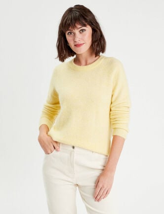 Pull manches longues jaune clair femme