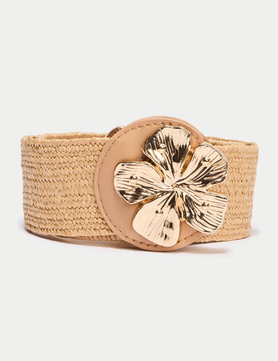 Ceinture large chin&eacute;e ecru femme