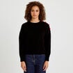 Pull ample col rond manches longues noir femme