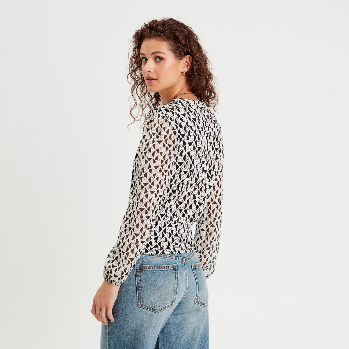 Blouse manches longues blanc femme