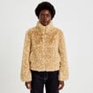 Veste cropped ajustable manches longues beige femme
