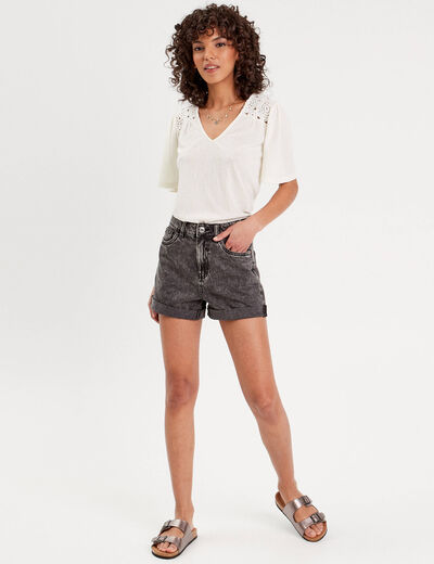 T-shirt manches courtes ecru femme