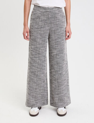 Pantalon large en tweed gris femme