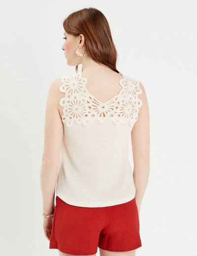 Débardeur dos crochet ecru femme