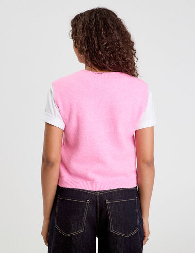 Gilet sans manches noué rose femme