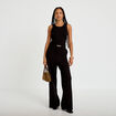 Combinaison large sans manches ceintur&eacute;e noir femme