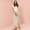 Robe longue évasée 2-en-1 beige femme