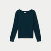Pull col bateau vert fonc&eacute; femme