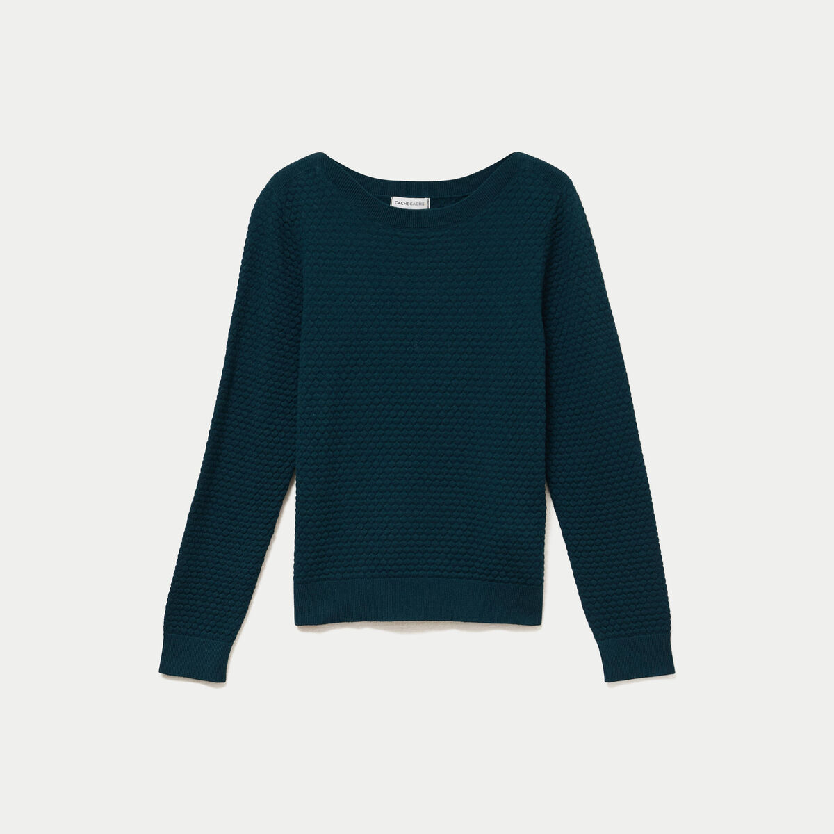 Pull col bateau vert fonc&eacute; femme