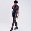 Combishort simili cuir noir femme