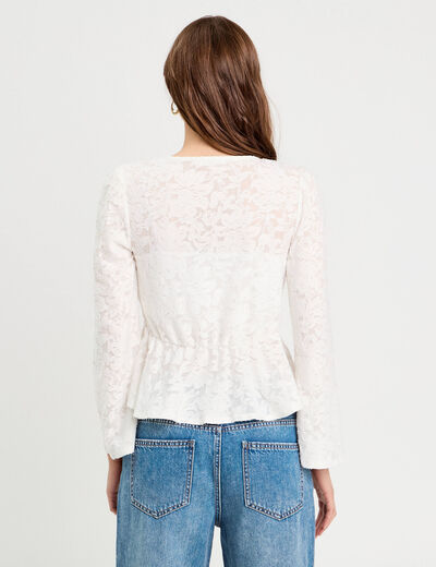 Blouse nouée ecru femme