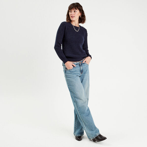 Pull manches longues bleu marine femme