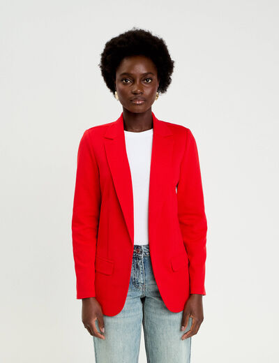 Veste blazer cintr&eacute;e rouge femme