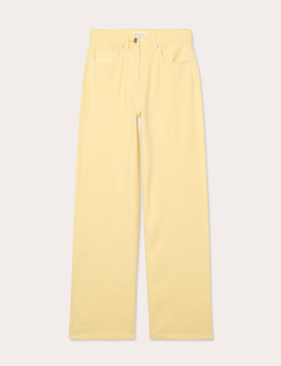 Jeans large taille haute jaune clair femme
