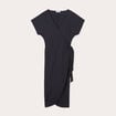 Robe midi portefeuille noir femme