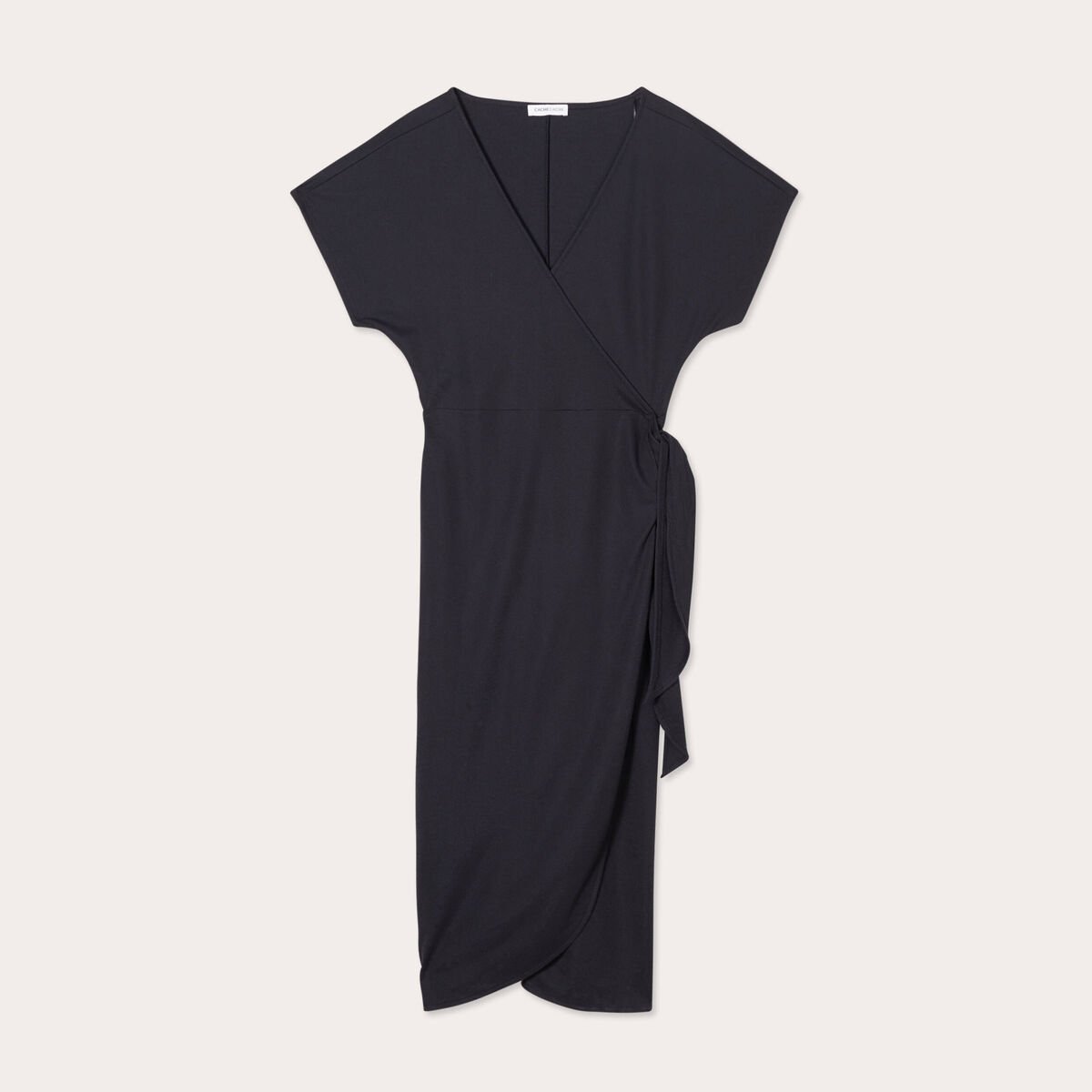 Robe midi portefeuille noir femme