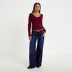 Jean bootcut ceinture amovible denim brut femme