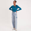 Blouse manches longues anneau bleu canard femme