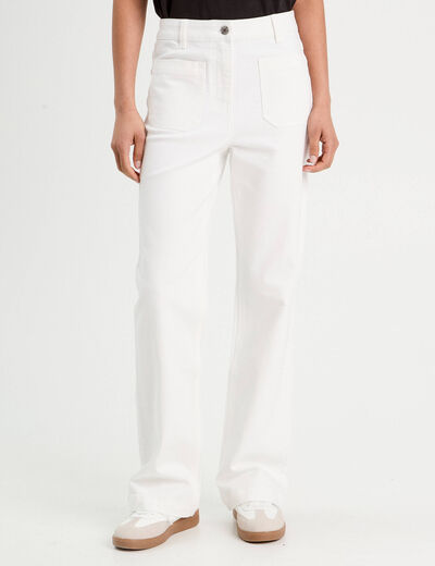 Pantalon bootcut taille haute blanc femme