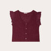T-shirt manches volants prune femme