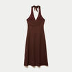 Robe &eacute;vas&eacute;e 3/4 sans manches col v marron femme