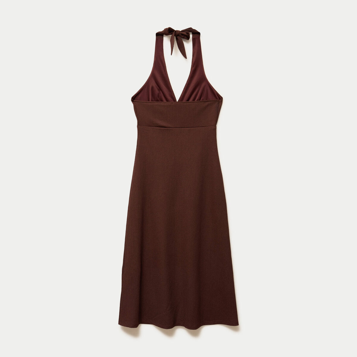 Robe &eacute;vas&eacute;e 3/4 sans manches col v marron femme