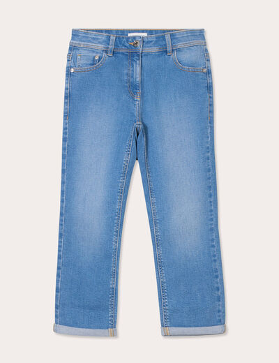 Pantacourt slim en jean denim double stone femme