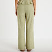 Pantalon large taille haute vert kaki femme
