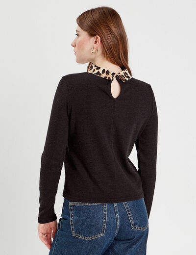 Pull manches longues noir femme