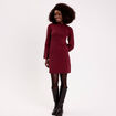 Robe manches longues col montant bordeaux femme
