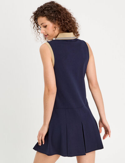 Robe trapèze sans manches bleu marine femme