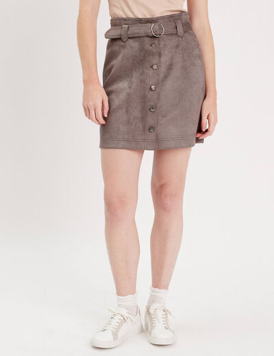 Jupe droite suédine taupe femme