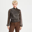 Blouse col montant noir femme