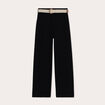 Pantalon large fluide ceinturé noir femme