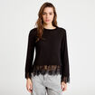 Pull d&eacute;tails de dentelle noir femme